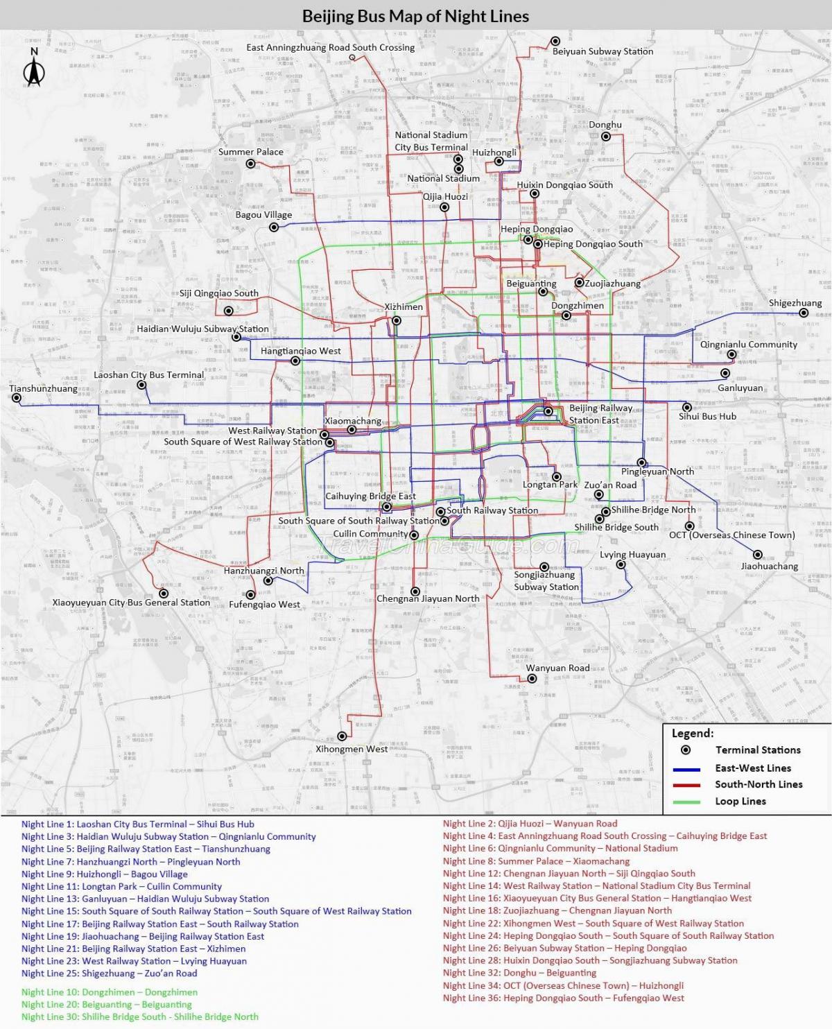 Beijing harta rutelor de autobuz
