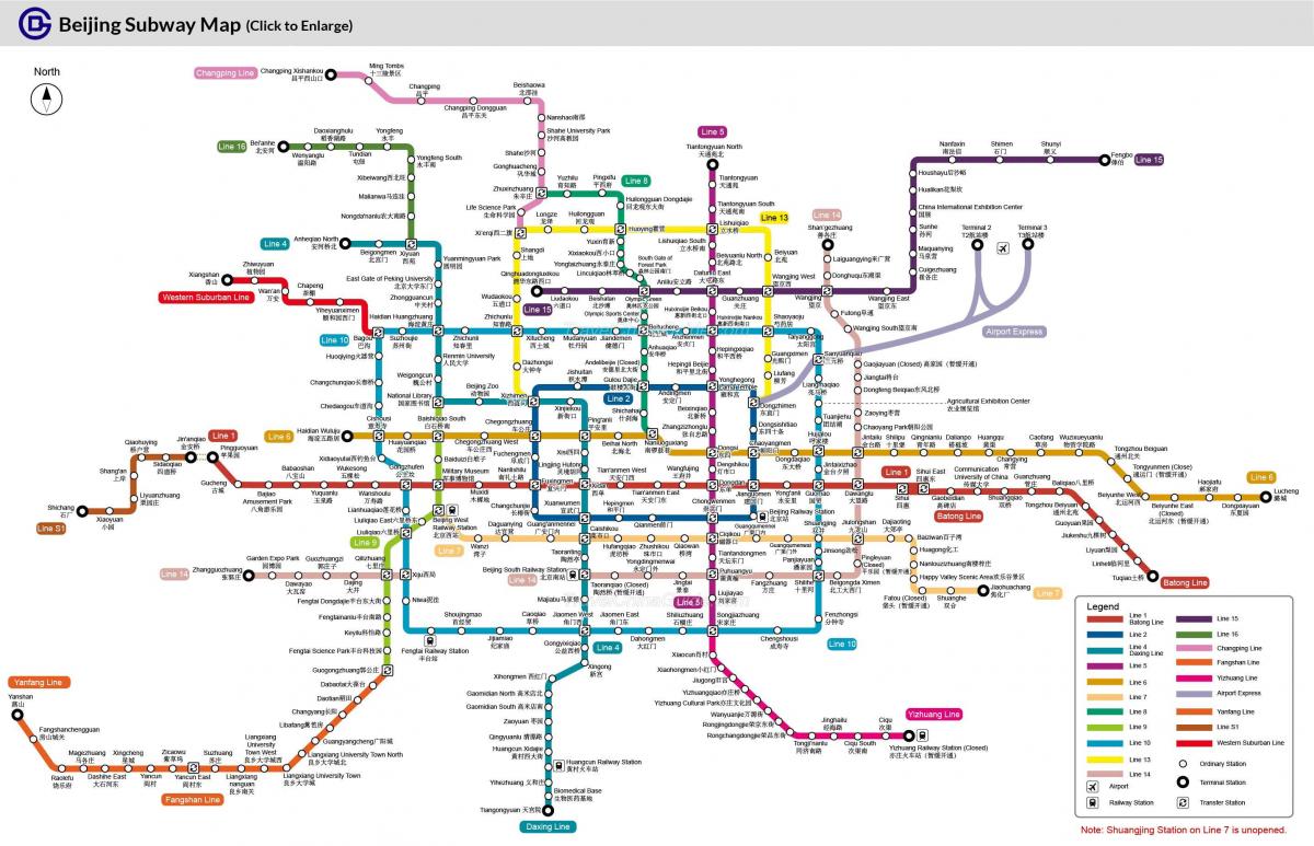 Beijing metrou harta 2016