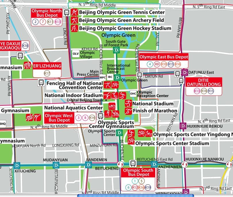 harta de la Beijing olympic park